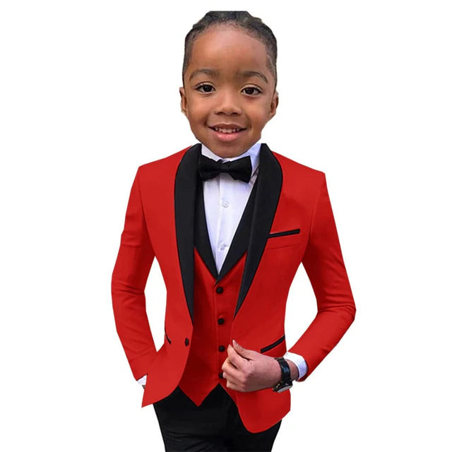 Slim Fit Boy's Suit Set 3 Pieces Tuxedo For Formal Occasion Blazer Vest And Pants