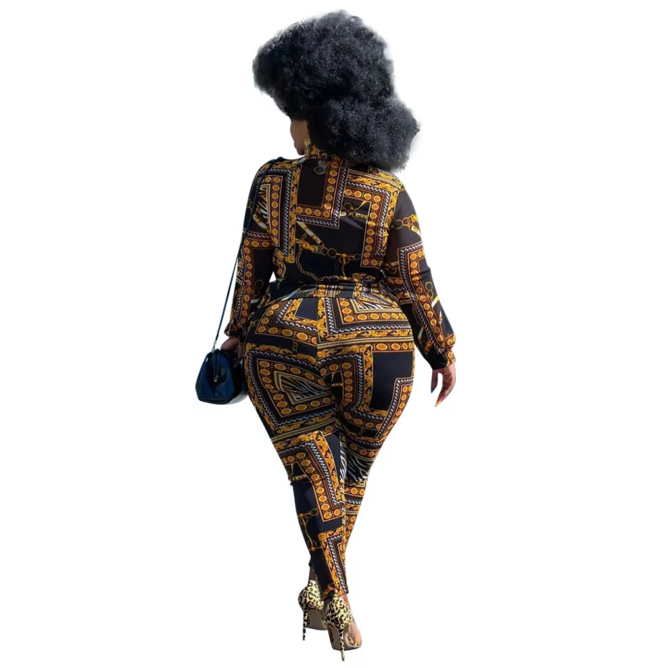 Plus Size Women Sets Full Sleeve Shirt Tops And Pant Suits