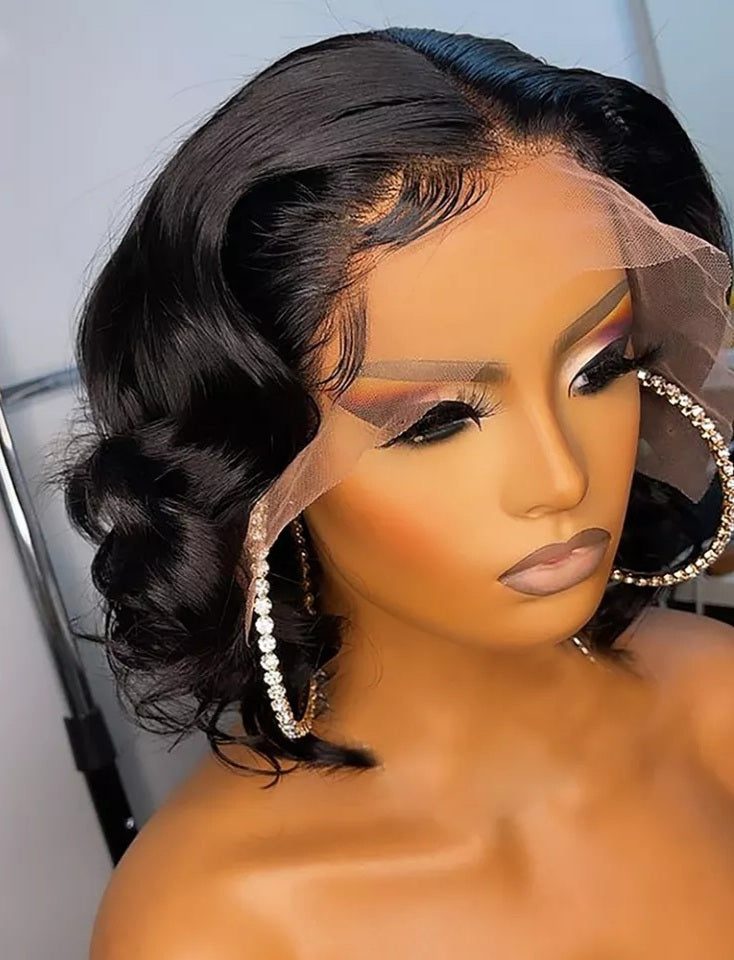 Transparent Lace Frontal Wig Human Hair Bob Lace Front Wigs Glueless Wig Natural
