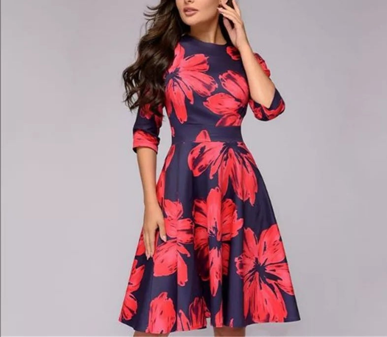women Elegant ladies A line dresses Long sleeve