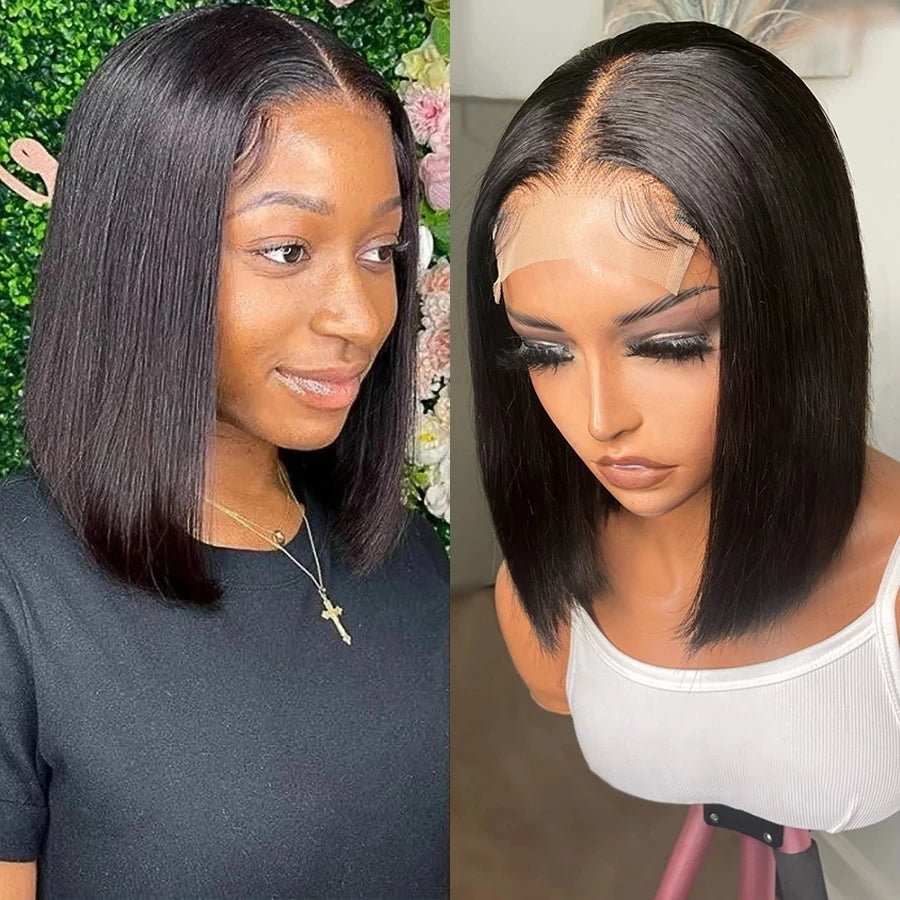 4x4 Lace Bob Wig Lace Front Wigs Peruvian Straight Wig 100% Human Hair