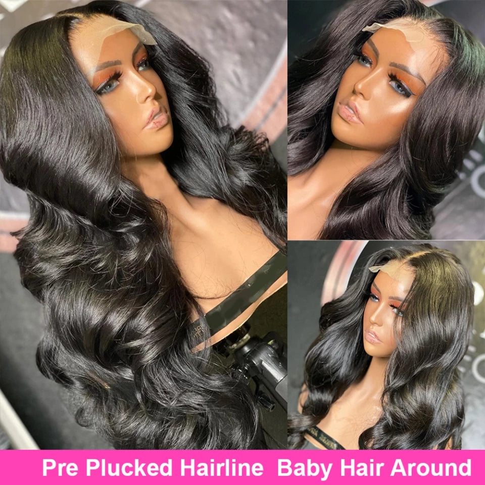 13X4 Body Wave Lace Front Wig 180% Density Transparent Lace Frontal Human Hair Wigs 20inches