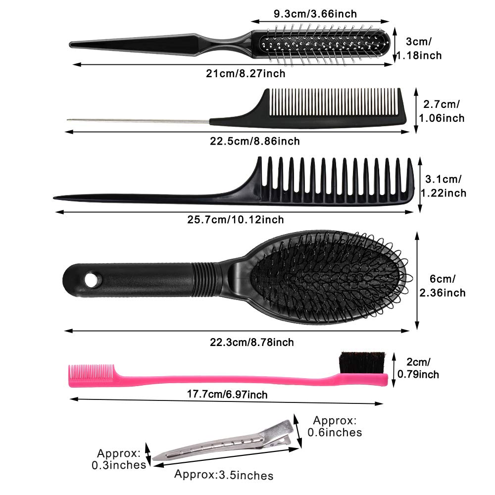 25 Pieces Hair Brush Hair Combs Professional Brush Combs for Wig