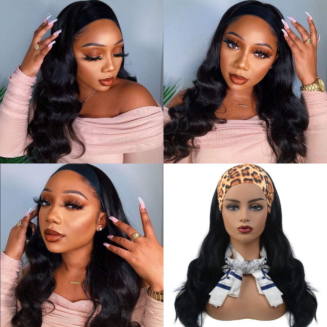Body Wave Curly Synthetic Headband Wig 20 Inches