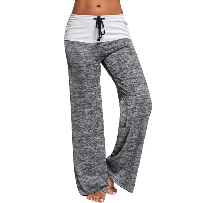 Women Wide Leg Pants Lace Up Fitness Plus Size Trousers High Waist