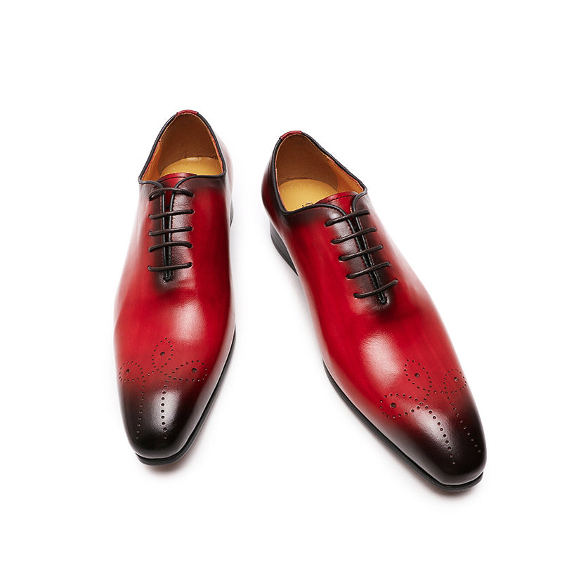 Mens Red Dress Shoes Genuine Leather Oxfords Men Wedding Shoes