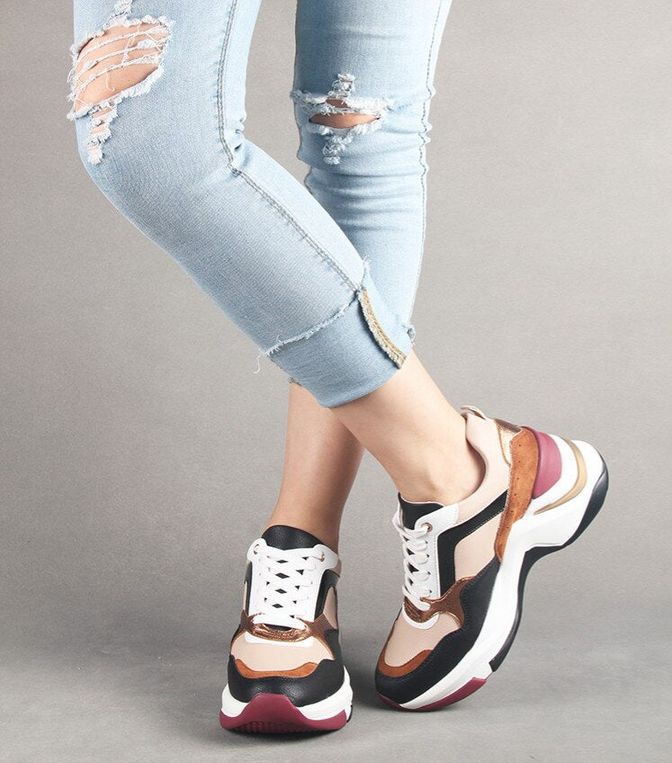 Women Sneakers Luxury Casual Mixed Colour Fashion Ladies Shoes