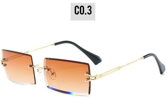 Rectangle Sunglasses for Women Fashion Frameless Square Glasses for Men Ultralight UV400 Eyewear Unisex
