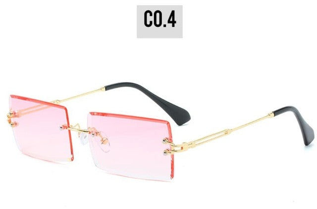 Rectangle Sunglasses for Women Fashion Frameless Square Glasses for Men Ultralight UV400 Eyewear Unisex