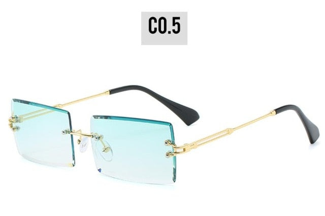 Rectangle Sunglasses for Women Fashion Frameless Square Glasses for Men Ultralight UV400 Eyewear Unisex