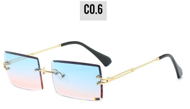 Rectangle Sunglasses for Women Fashion Frameless Square Glasses for Men Ultralight UV400 Eyewear Unisex