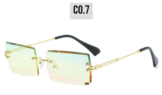 Rectangle Sunglasses for Women Fashion Frameless Square Glasses for Men Ultralight UV400 Eyewear Unisex