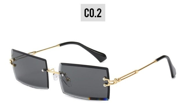 Rectangle Sunglasses for Women Fashion Frameless Square Glasses for Men Ultralight UV400 Eyewear Unisex