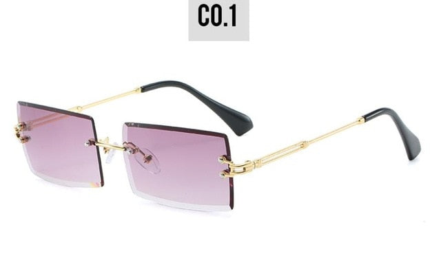 Rectangle Sunglasses for Women Fashion Frameless Square Glasses for Men Ultralight UV400 Eyewear Unisex