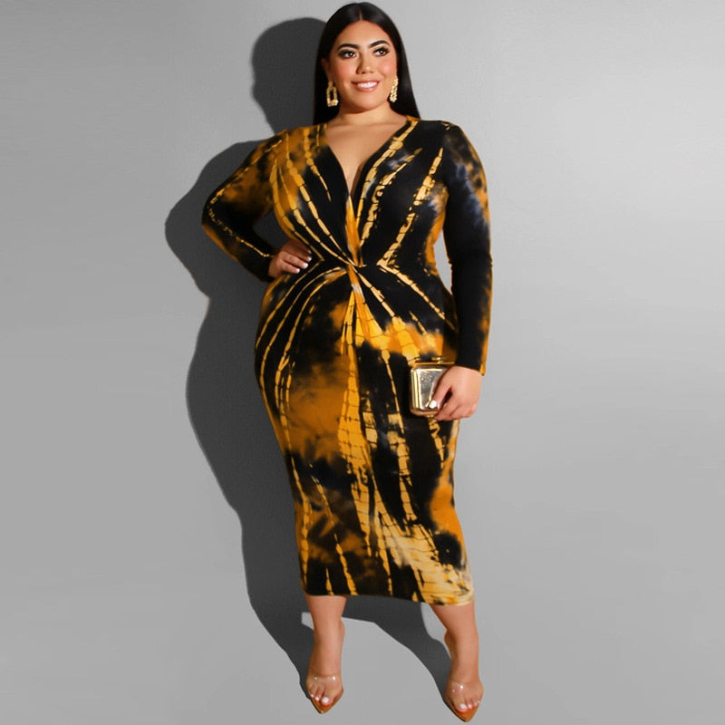 Plus Size Women Long Sleeve Bodycon Dresses