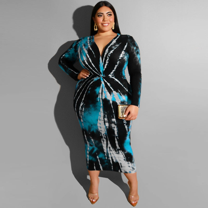 Plus Size Women Long Sleeve Bodycon Dresses