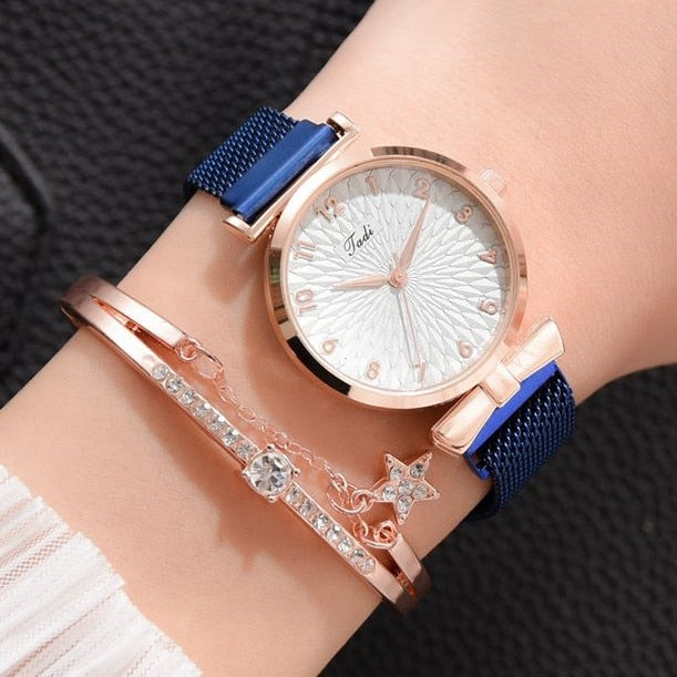 Women Magnetic Watch Ladies Sports Dress Pink Dial Wrist Watches