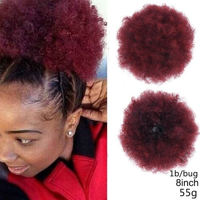 8inch Afro Puff Synthetic Hair Ponytail Kinky Curly