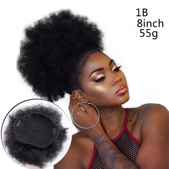 8inch Afro Puff Synthetic Hair Ponytail Kinky Curly