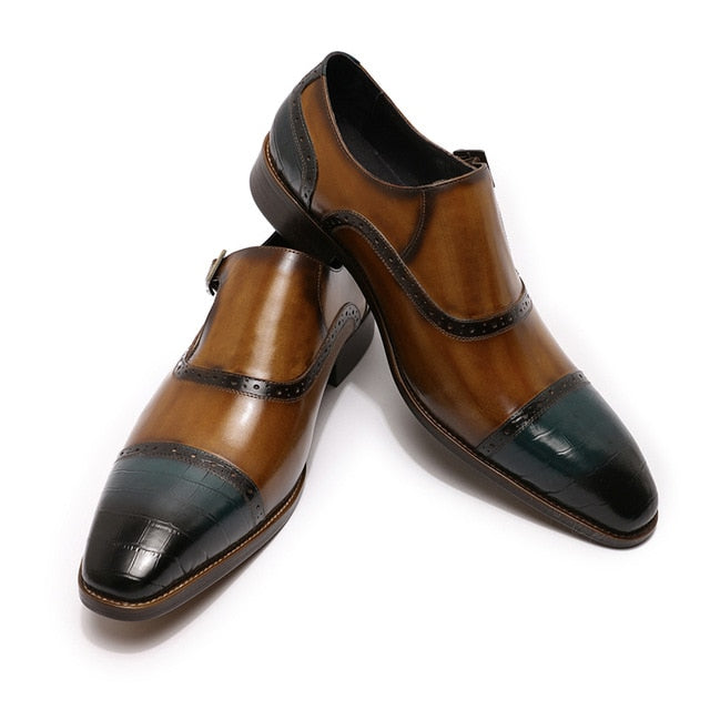 Monk Buckle Strap Loafers Men's Shoes