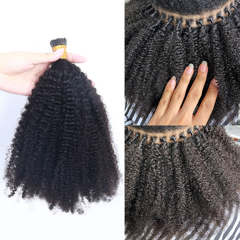 Brazilian Afro Kinky Curly I Tip Microlinks Human Hair Extensions