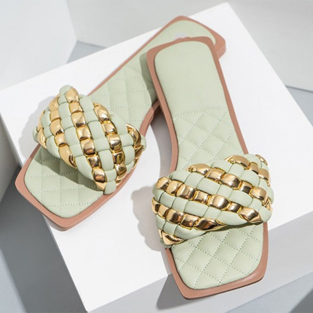 Slippers Slip On Slides Square Toe Casual Shoes