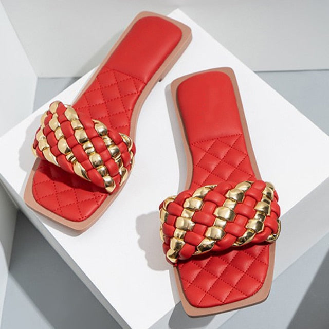 Slippers Slip On Slides Square Toe Casual Shoes