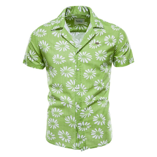 100% Cotton High Quality Shirts Summer Casual Short-Sleeved Hawaii Men's Shirts