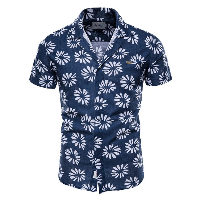 100% Cotton High Quality Shirts Summer Casual Short-Sleeved Hawaii Men's Shirts
