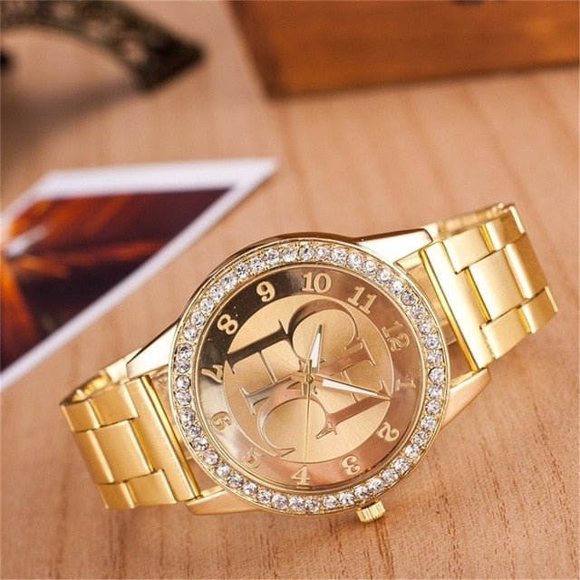 Luxury Gold Stainless Steel Sports Watch Unisex