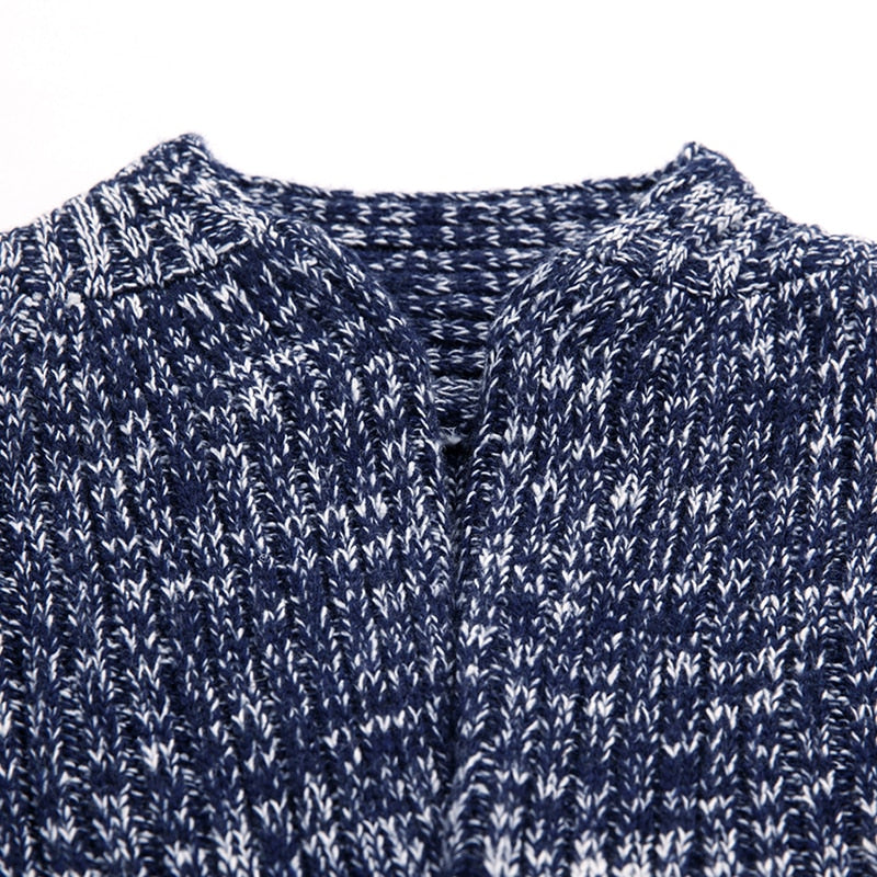 Thick Warm Winter Plaid Knitted Pull Cardigan Knit Mens Sweaters