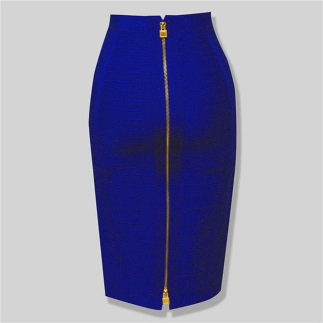 High Quality Sexy Zipper Rayon Bandage Skirt