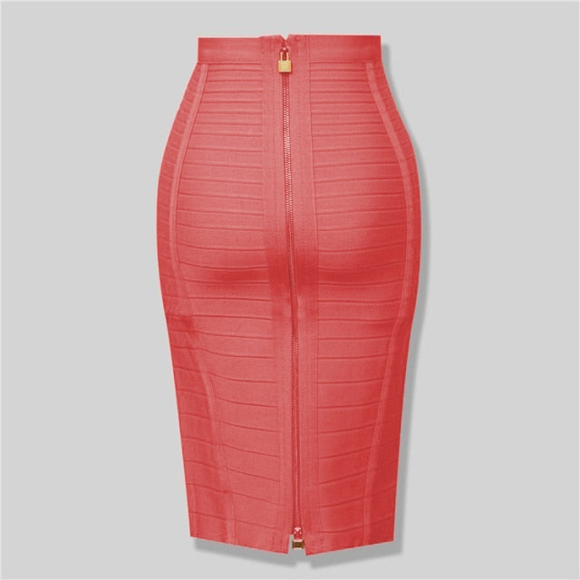 High Quality Sexy Zipper Rayon Bandage Skirt