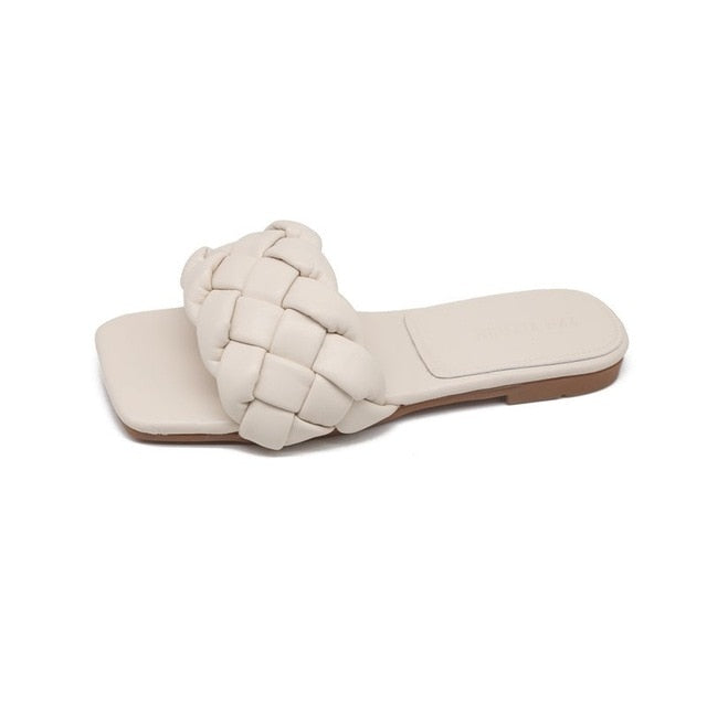 Women Weave Slippers Flat Shoes Fashion Leisure Shoes