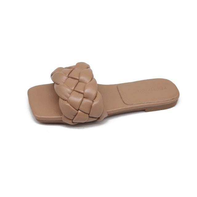 Women Weave Slippers Flat Shoes Fashion Leisure Shoes