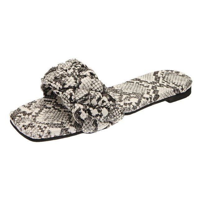 Women Weave Slippers Flat Shoes Fashion Leisure Shoes