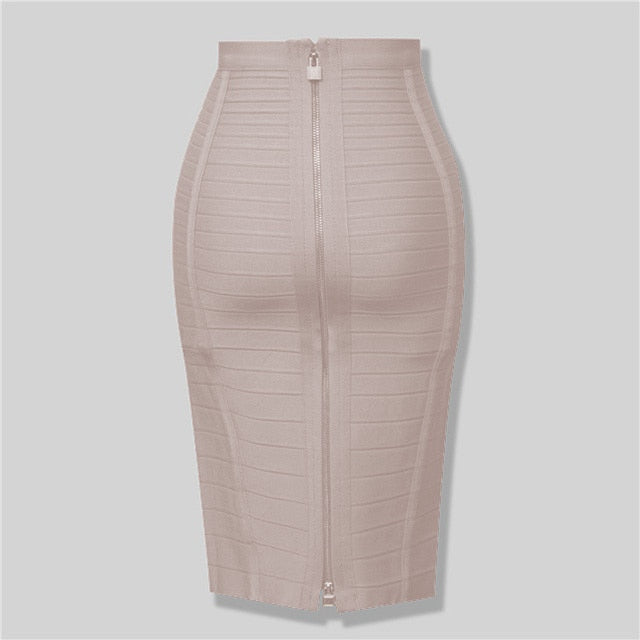 High Quality Sexy Zipper Rayon Bandage Skirt