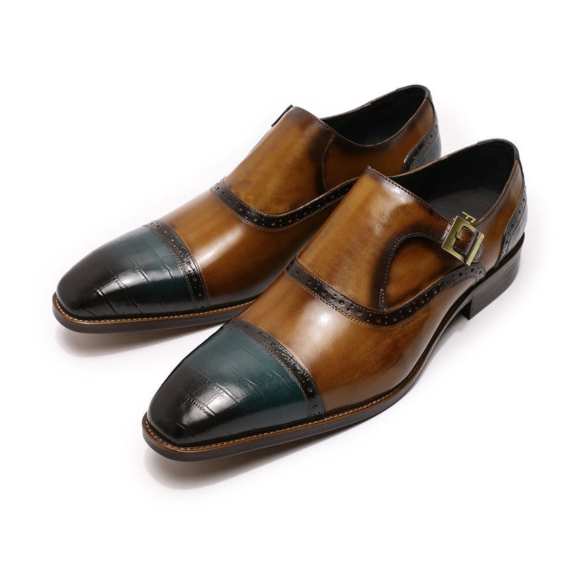 Monk Buckle Strap Loafers Men's Shoes