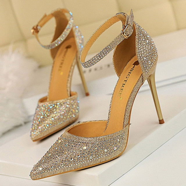 Shiny Rhinestones High Heels Ladies Shoes