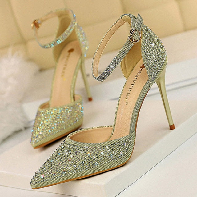 Shiny Rhinestones High Heels Ladies Shoes