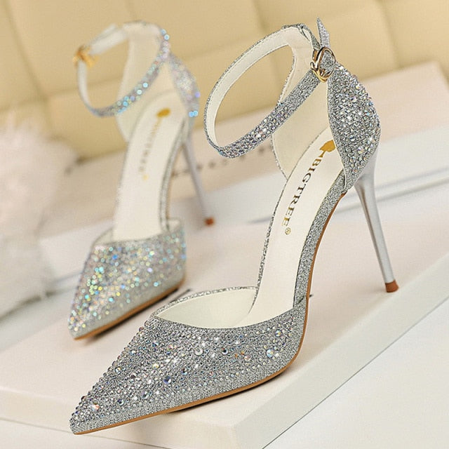 Shiny Rhinestones High Heels Ladies Shoes