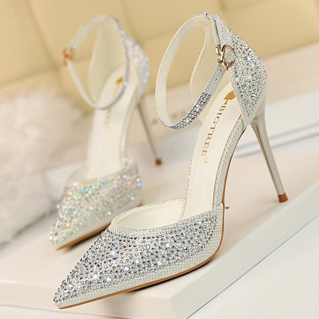 Shiny Rhinestones High Heels Ladies Shoes