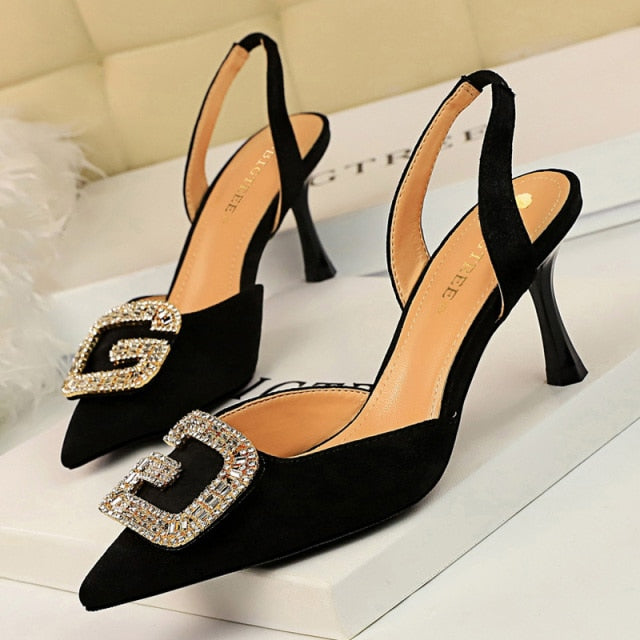 Shoes Metal Rhinestones Kitten Heels Suede High Heels Wedding Shoes