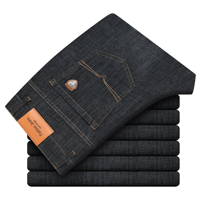 Casual Loose Straight-Leg Denim Trousers Brand Slim Pants