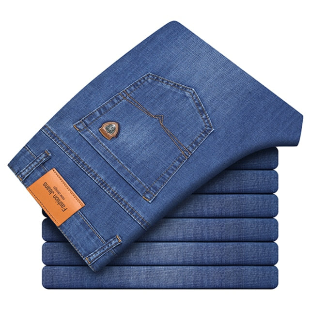 Casual Loose Straight-Leg Denim Trousers Brand Slim Pants