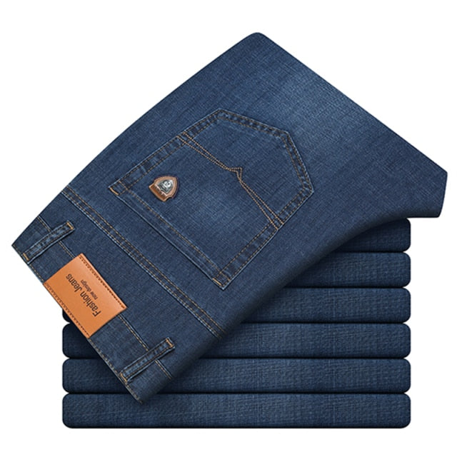 Casual Loose Straight-Leg Denim Trousers Brand Slim Pants