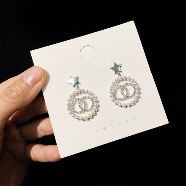 Exaggerated Rhinestone Shiny Circle Hoop Earrings Large Round Earrings