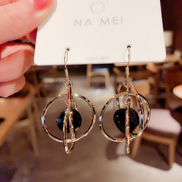 Exaggerated Rhinestone Shiny Circle Hoop Earrings Large Round Earrings