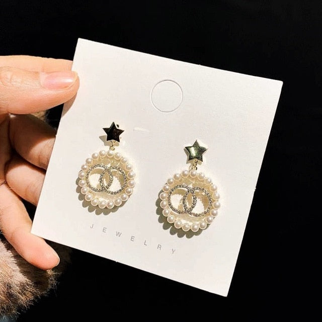 Exaggerated Rhinestone Shiny Circle Hoop Earrings Large Round Earrings