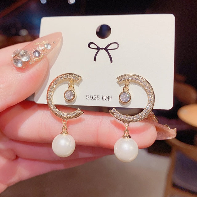 Exaggerated Rhinestone Shiny Circle Hoop Earrings Large Round Earrings